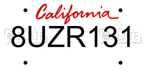 8UZR131 California License Plate