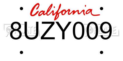 8UZY009 California License Plate