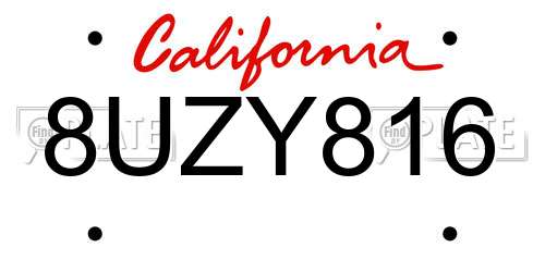 8UZY816 California License Plate