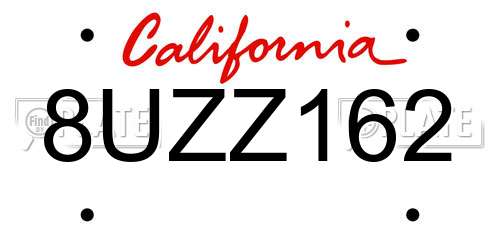 8UZZ162 California License Plate