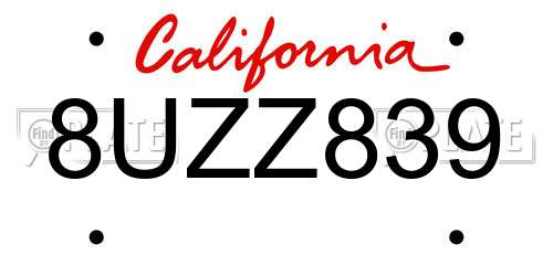8UZZ839 California License Plate