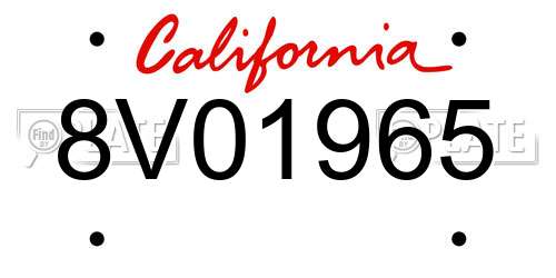 8V01965 California License Plate