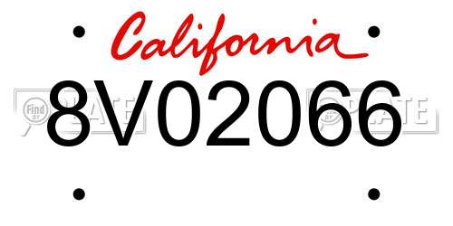 8V02066 California License Plate