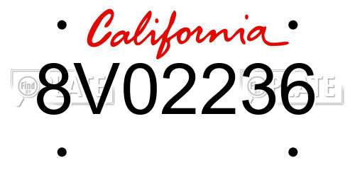 8V02236 California License Plate