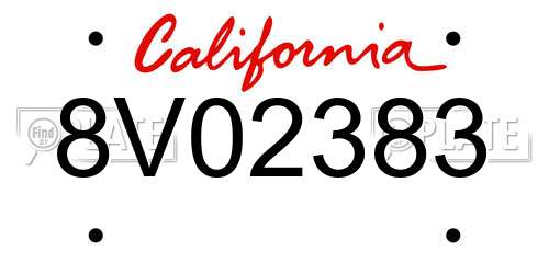 8V02383 California License Plate