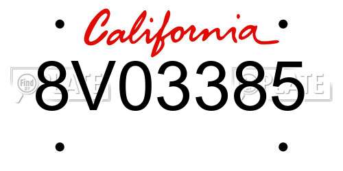 8V03385 California License Plate
