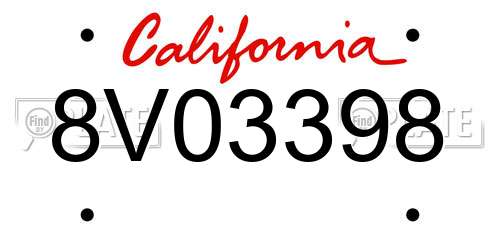 8V03398 California License Plate