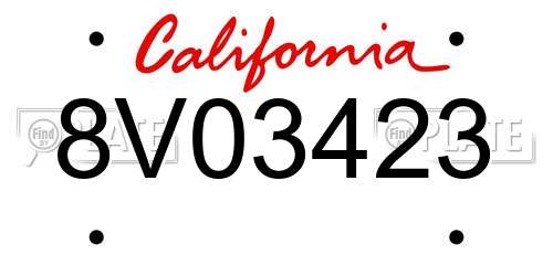 8V03423 California License Plate