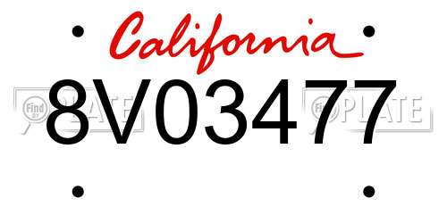 8V03477 California License Plate