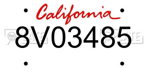 8V03485 California License Plate