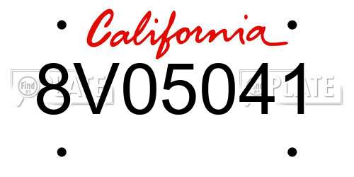 8V05041 California License Plate