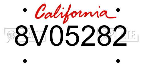 8V05282 California License Plate
