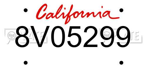 8V05299 California License Plate