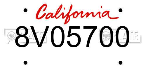 8V05700 California License Plate