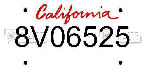8V06525 California License Plate
