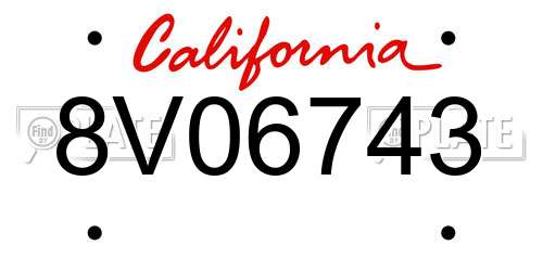 8V06743 California License Plate