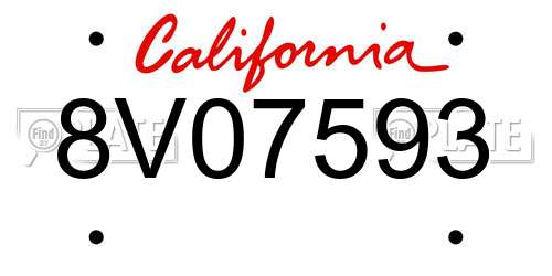 8V07593 California License Plate