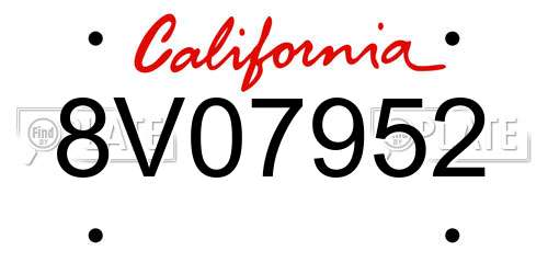 8V07952 California License Plate