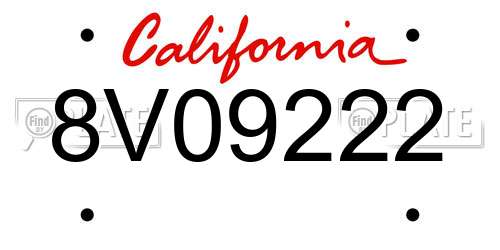 8V09222 California License Plate