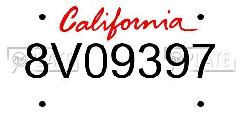 8V09397 California License Plate