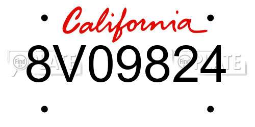 8V09824 California License Plate
