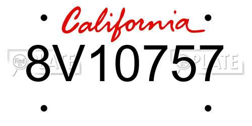 8V10757 California License Plate