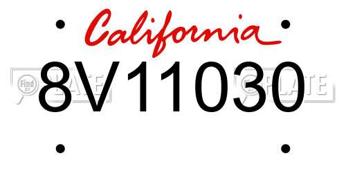 8V11030 California License Plate