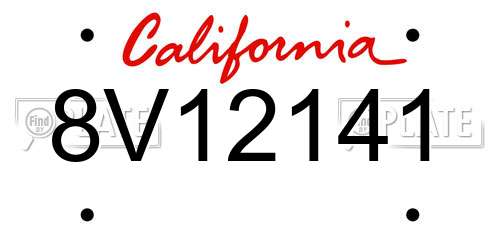 8V12141 California License Plate