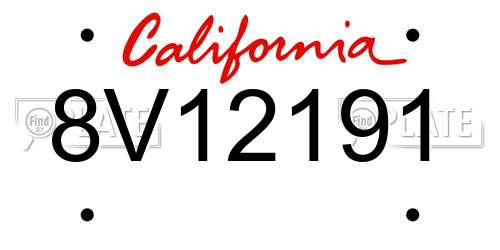8V12191 California License Plate