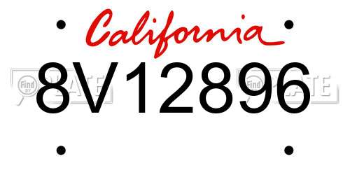 8V12896 California License Plate