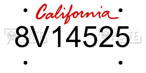 8V14525 California License Plate