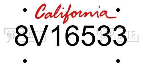 8V16533 California License Plate