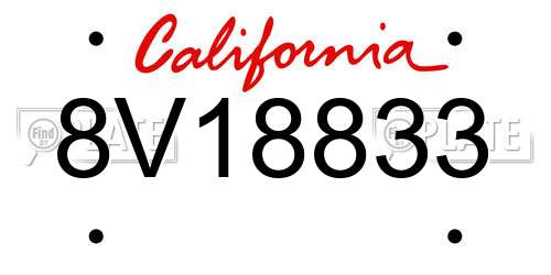 8V18833 California License Plate