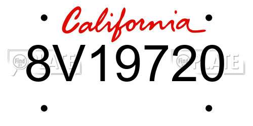 8V19720 California License Plate