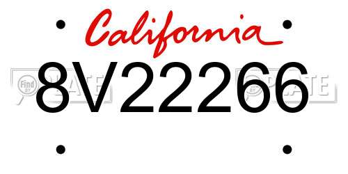 8V22266 California License Plate