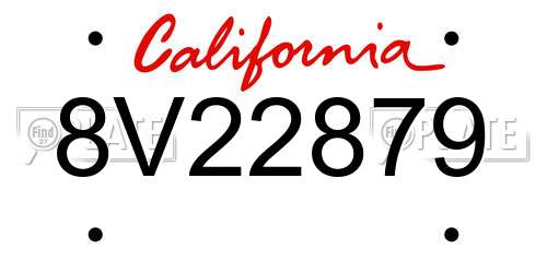 8V22879 California License Plate