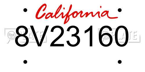 8V23160 California License Plate