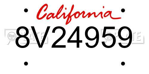 8V24959 California License Plate