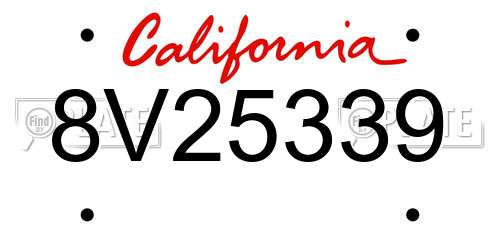 8V25339 California License Plate