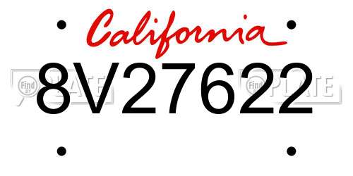 8V27622 California License Plate