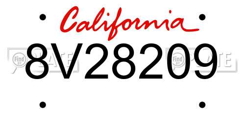 8V28209 California License Plate