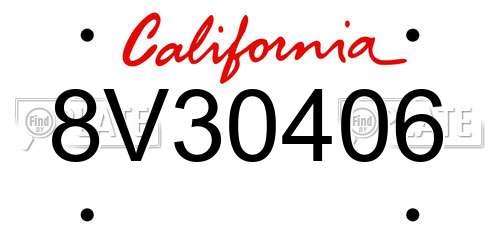 8V30406 California License Plate