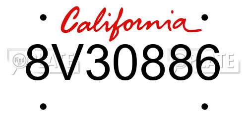 8V30886 California License Plate