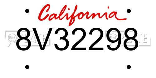 8V32298 California License Plate