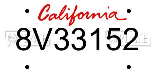 8V33152 California License Plate