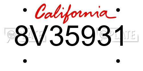 8V35931 California License Plate