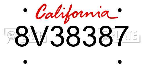 8V38387 California License Plate