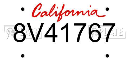 8V41767 California License Plate
