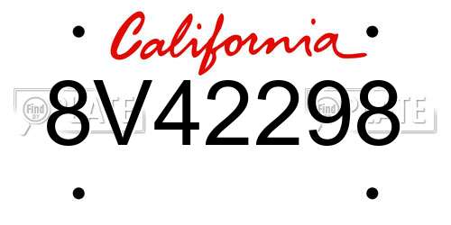 8V42298 California License Plate