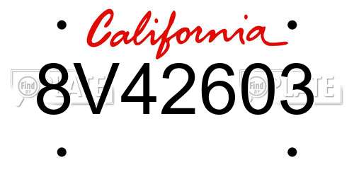 8V42603 California License Plate
